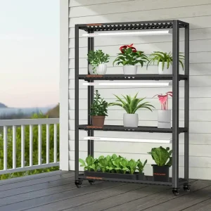 2025 Spider Farmer® SF600 growshelf Lumière de croissance LED d’intérieur et support de plante en métal avec plateaux de plantes