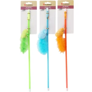Jouet Flamingo Chat Wopke Canne à pêche avec Souris (Orange | Bleu | Vert)