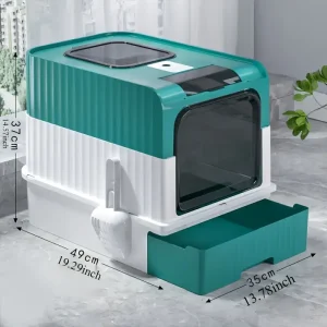 Bac à litière Fermé pour Chat avec Sortie vers le haut (Rose | Vert)
