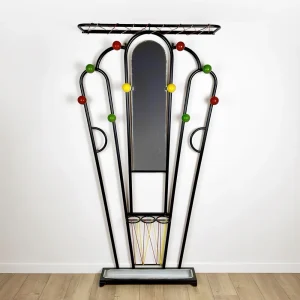 Vestiaire métal boules bois et scoubidou années 60