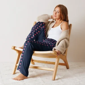 Pantalon Pyjama Teckel  Bleu & Coeur Rose