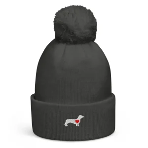 Bonnet Teckel  Graphite Pompon Coeur