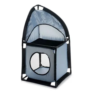 Tour D&rsquo;angle Pour Chat En Métal Et Polyester Gris 69×35,5×35,5cm